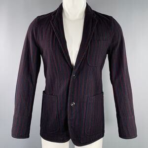 TS (S) Size S Burgundy Navy Stripe Wool Blend Jacket